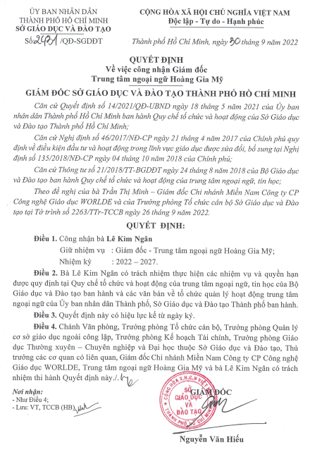 Quyết định thành lập